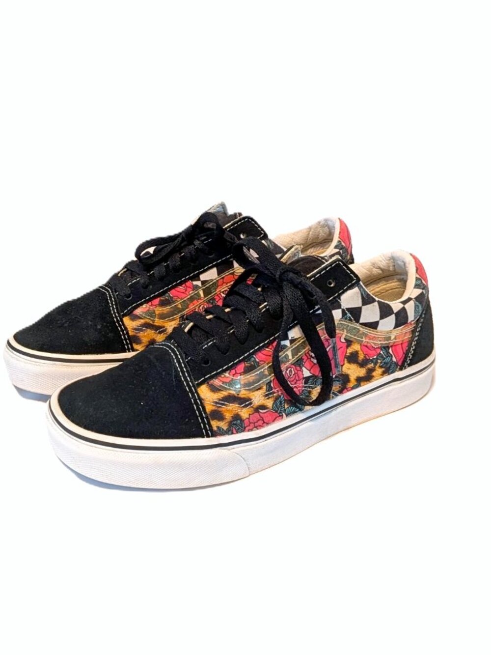 Vans Old Skool Rose Animal Check Sneakers SZ 8.5